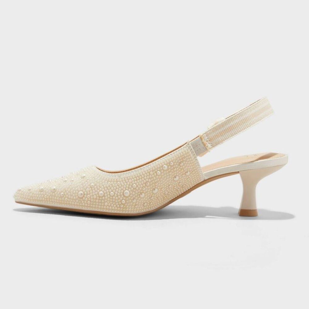 A New Day - Women's Milan Pearl Slingback Heels - A New Day Iv Off-White - Picture 2 of 4